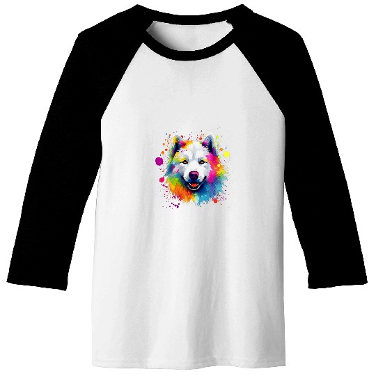 Samoyed Lovers Colorful Pop Art Samoyed Dog Baseball Tees