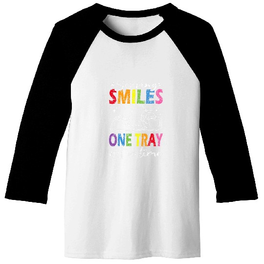 Serving Smiles One Tray At A Time Ladies Cafeteria Worker 4 Baseball Tees