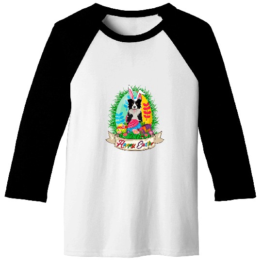 Happy Easter Bunny Border Collie With Easter Eggs Lover Baseball Tees