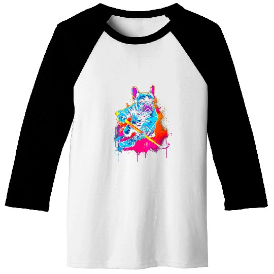 Pop Art French Bull Dog Hockey Baseball Tees