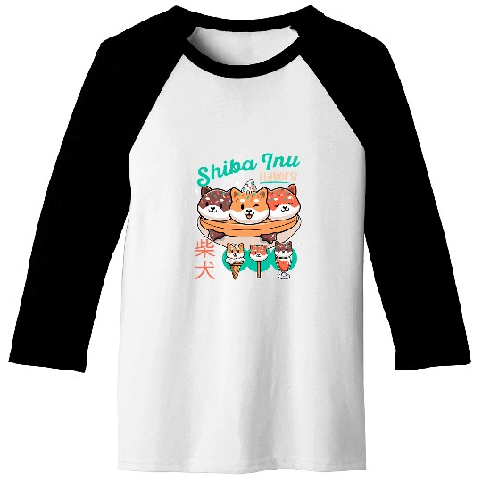 Dog Shiba Inu Cute Retro vintages Ice Cream Dog Lover Baseball Tees