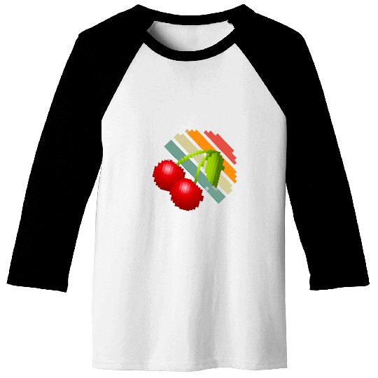 Discover Pixel cherry art retro and vintages men women kids Baseball Tees