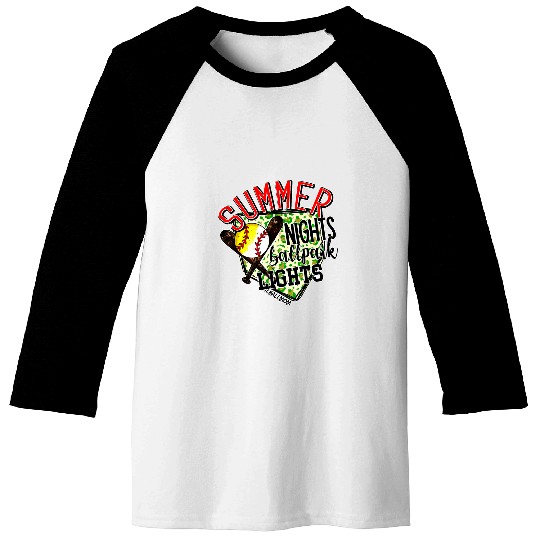 summer nights ballfield lights softball baseball mom life Baseball Tees