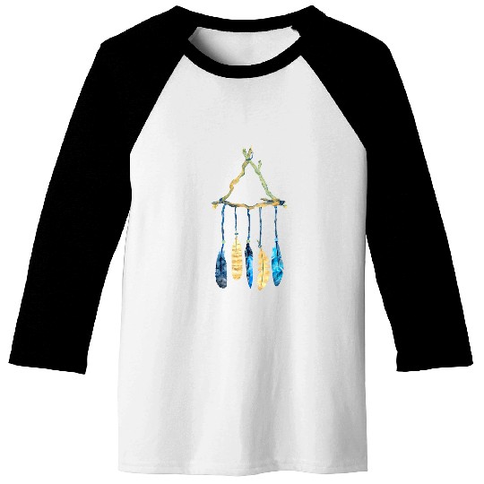 Tee Pee Dreamcatcher Feathers Native American Indian Tribal Baseball Tees