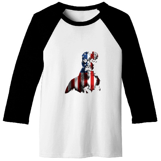 Pit Bull Terrier Dog 4th of July American Flag Patriotic 1 Baseball Tees