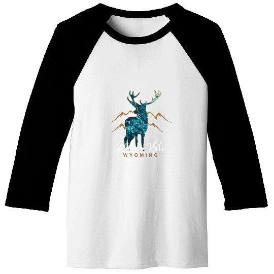 Jackson Hole Wyoming USA Elk Mountains Vacation Souvenir Baseball Tees