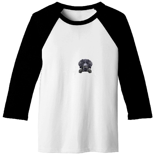 Dog Great Dane Funny Dog Heartbeat For Black Great Dane Lovers T-Shirt Baseball Tees