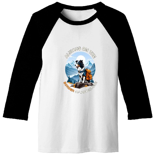 Hiking Dog Border Collie Adventure Mountain Explorer Baseball Tees