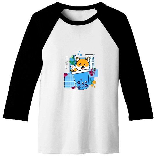 Discover Dog Shiba Inu Boba Bubble Tea Cute Anime Neko Kawaii for Girls Baseball Tees