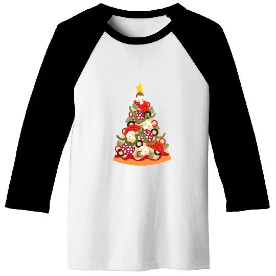 Pizza Christmas Tree Art Kids Men Women Cool Pizza Lover Baseball Tees