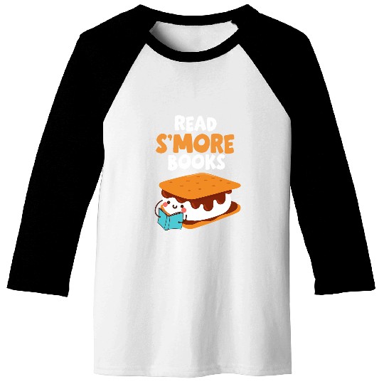 Marshmallow Camping Campfire Funny Read Smore Books Baseball Tees