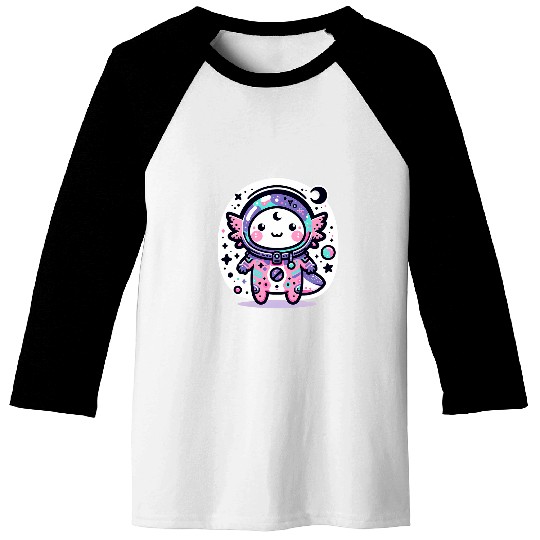 Kawaii Astro Axolotls Exploring Cosmic Galaxies 1 Baseball Tees