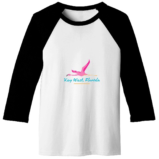 Key West Florida Art Deco Flamingo Design Baseball Tees