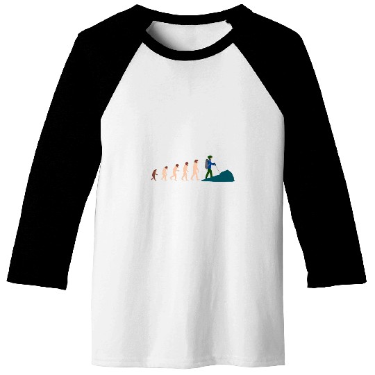 Theory Of Evolution Mountain Climbing Nordic Walking Funny Baseball Tees
