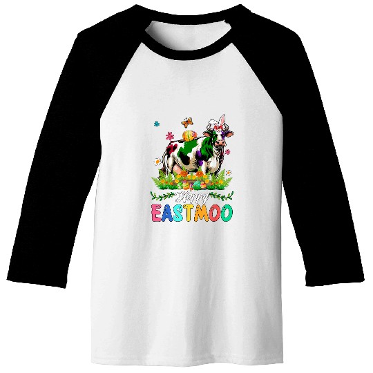Discover Happy Easter Moo Cow Sound Costume Bunny Farmer Lover Kids Baseball Tees