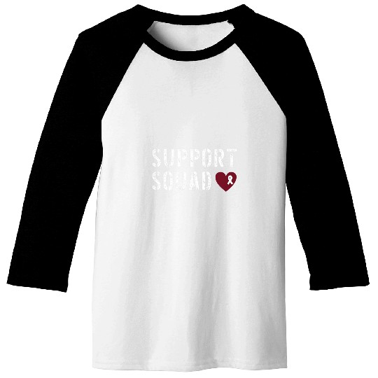 Support Squad Multiple Myeloma Awareness Burgundy Ribbon Baseball Tees