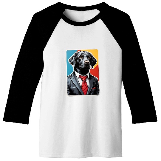 Labrador Dressed to Impress Black Lab in Suit and Tie Baseball Tees