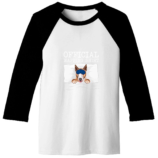 Sleeping Bull Terrier Sleep Official Napping Baseball Tees
