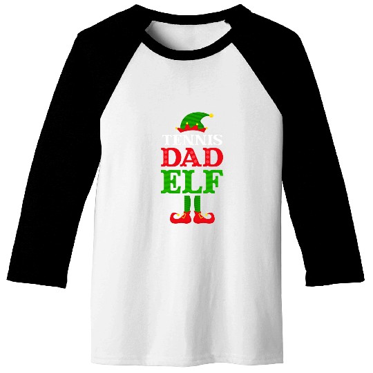 Tennis Dad Elf Design Christmas Tennis Baseball Tees