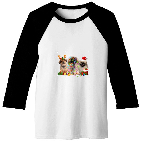Santa Pekingese Dog Gorgeous Reindeer Christmas Pajama Baseball Tees