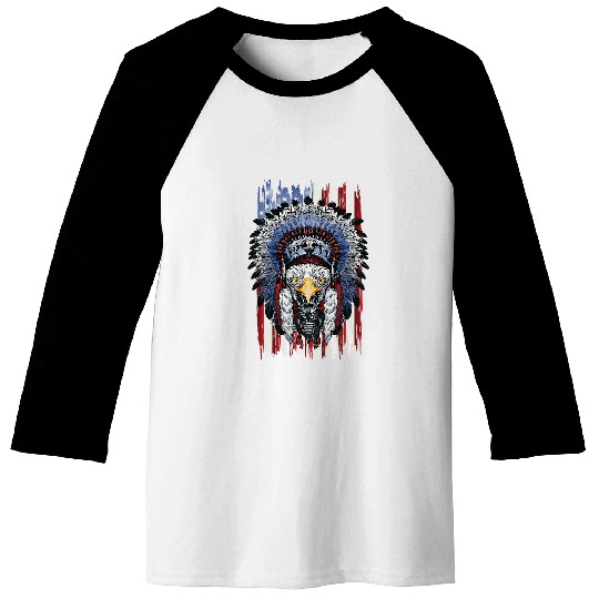 USA Flag American Indian Natives Indigenous Eagle Baseball Tees