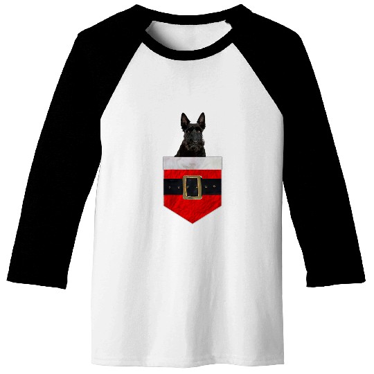 Dog Scottish Terrier in your Pocket Santa Scottish Terrier Baseball Tees