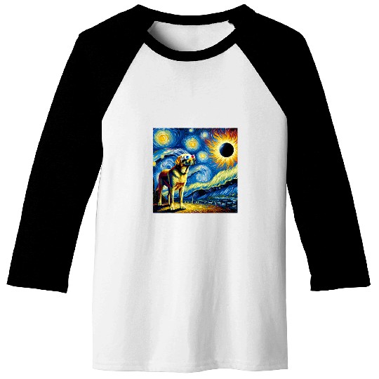 Labrador Retriever Solar Eclipse 2024 Van Gogh Starry Night Baseball Tees