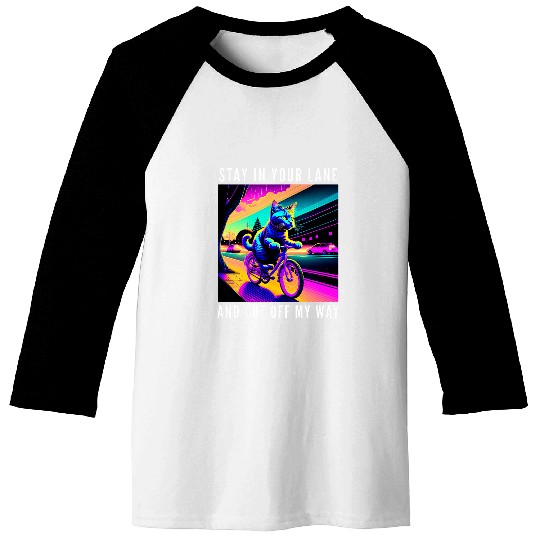 Stay In Your Lane Cat Biking Bicycle Baseball Tees