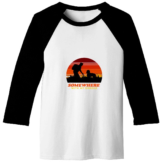 Somewhere With My Doodle Mens Outdoor Wilderness Baseball Tees