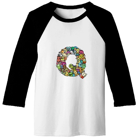 Letter Q Monsters Alphabet Name Initial Cute Monogrammed Baseball Tees