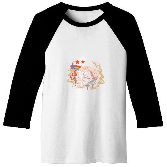 Skull Eye Mushrooms Psychodelic Halloween Easy Costume Baseball Tees