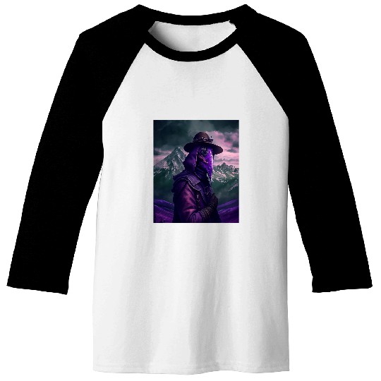 Purple Violet Plague Doctor Standing On Mountain Cool Art Baseball Tees