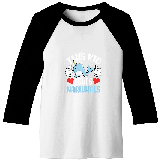 Kids This Kid Loves Narwhal Lover Toddlers Boys Girls Art Graphic Baseball Tees