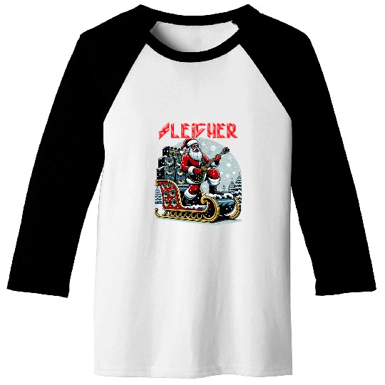 Sleigher Hail Santa Heavy Metal Christmas Rock xmass Art 2 Baseball Tees