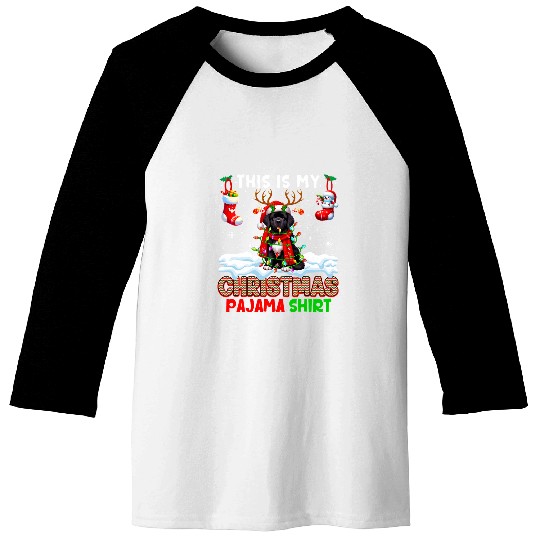 My Christmas Pajama Newfoundland Santa Reindeer Hat Baseball Tees
