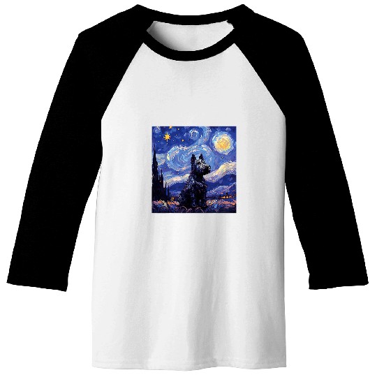 Scottish Terrier Starry Night For Dog Mom Dog Dad 1 Baseball Tees
