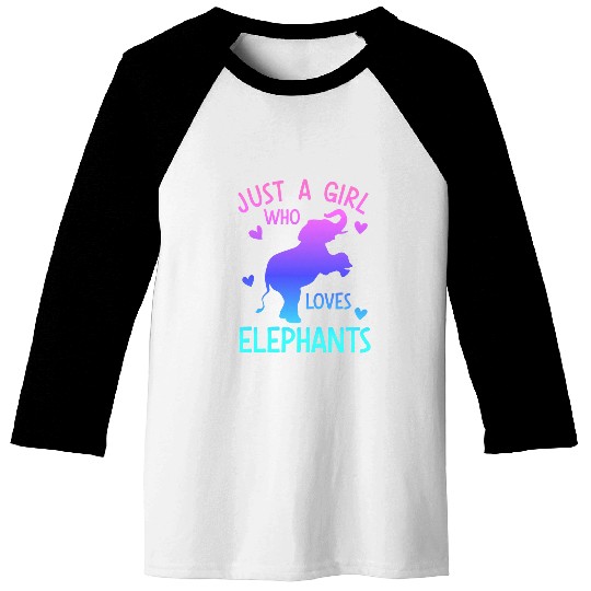 JUST A GIRL WHO LOVES ELEPHANTS Funny Elephant Art Graphic Baseball Tees