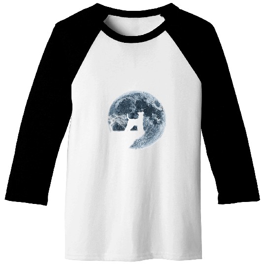 Welsh Terrier Halloween Costume Moon Silhouette Baseball Tees