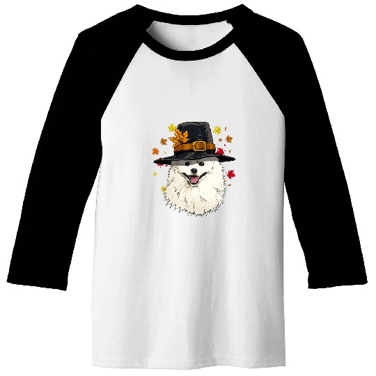 Thanksgiving American Eskimo Pilgrim Turkey Day Autumn Dog Baseball Tees