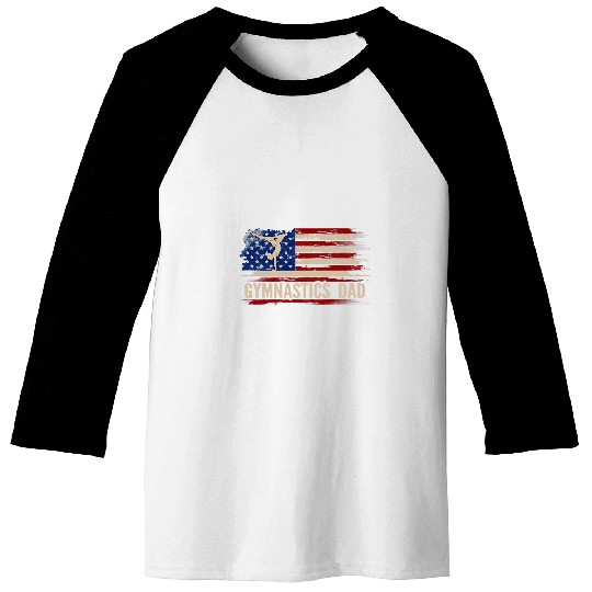 vintages Gymnastics Dad American USA Flag Sports Gift Baseball Tees