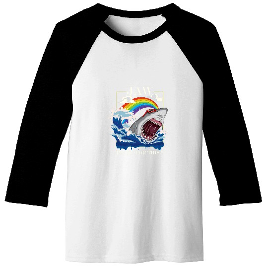 Jaw Ready For This s Funny rainbow Shark Lover Ocean Art Baseball Tees