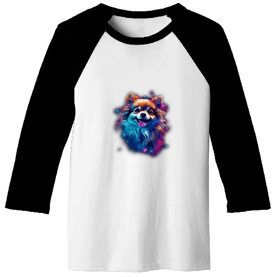 Pomeranian Dog Abstract Impression Colorful Graphic Art Baseball Tees