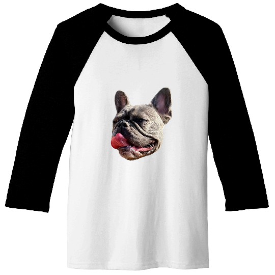 Smiling French Bulldog Head Baseball Tees