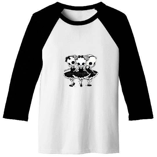 vintages Halloween Womens Ballerinas Ballet Dancing Skeleton Baseball Tees
