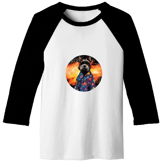 Schnauzer Summer Festival Funny Dog Japan Baseball Tees