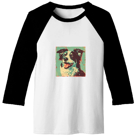 Rustic Border Collie Farm Dog Baseball Tees