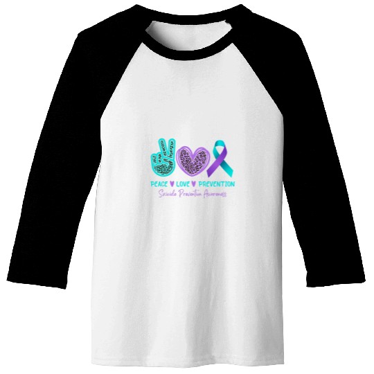 Peace Love Prevention suicides Awareness Teal Purple Ribbon Baseball Tees