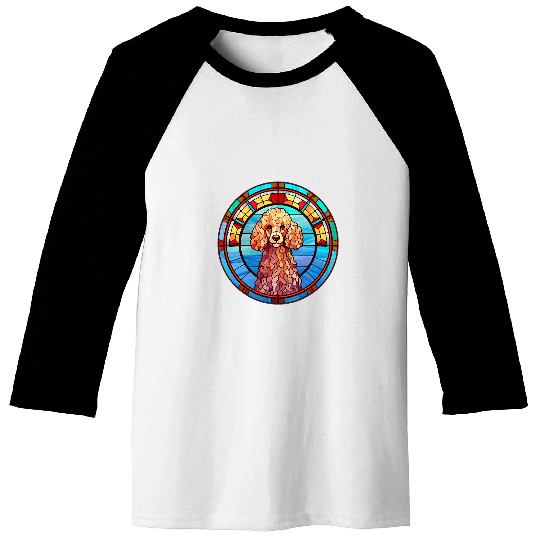 Poodle Dog Owner Stained Glass Full Face Art Baseball Tees