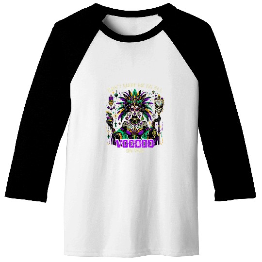 Mardi Gras Priestess Women New Orleans Witch Doctor Voodoo Baseball Tees