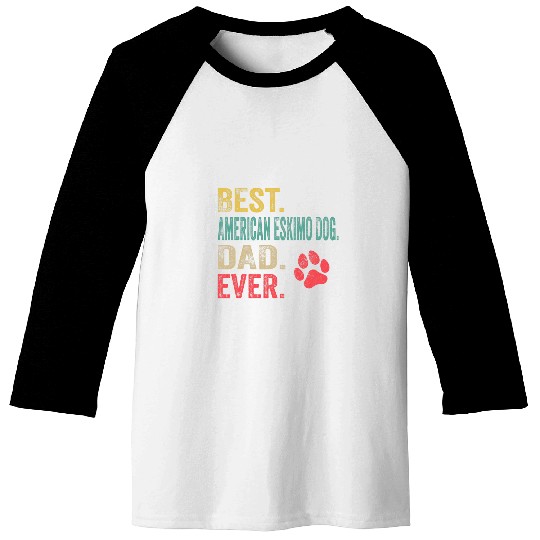 Mens bests American Eskimo Dog Dad ever vintages Father Dog Lover Baseball Tees